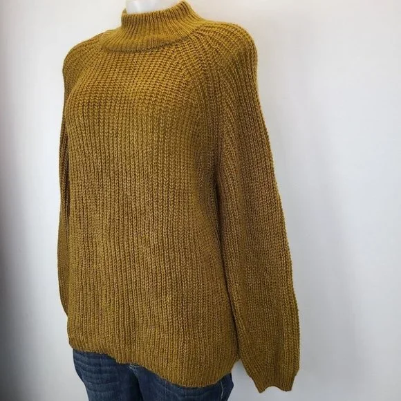Cupcakes and Cashmere Griffith Vintage Gold Green Chunky Knit Sweater Small - Picture 5 of 15